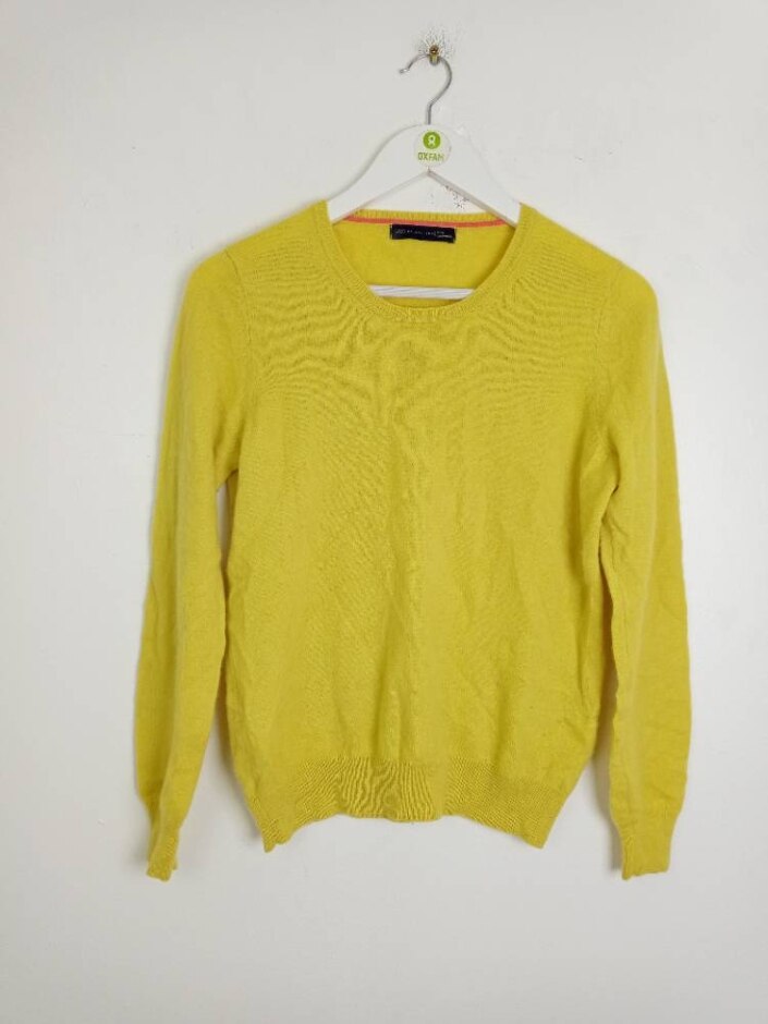 M&s Marks & Spencer Women's Cashmere Jumper Yellow Size: 14