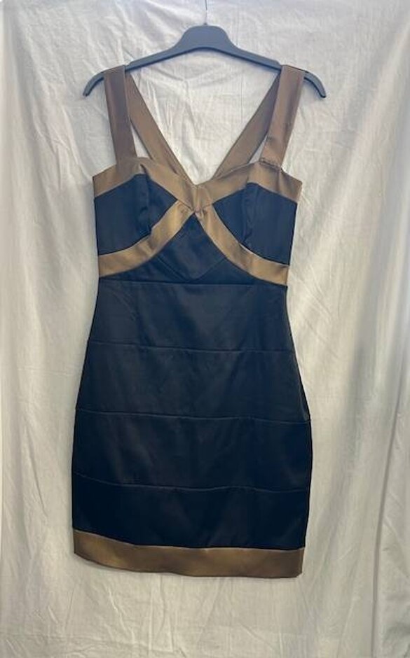 Asos Striped Gold  Sleeveless Dress Black Size: 10