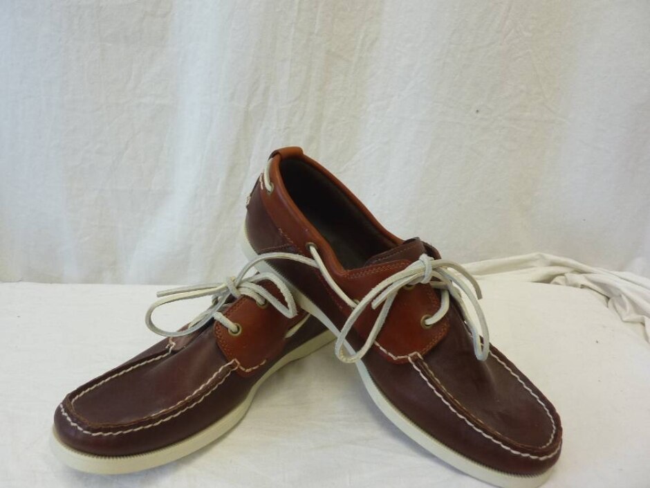 Brown Leather Timberland Loafers With Suede Laces