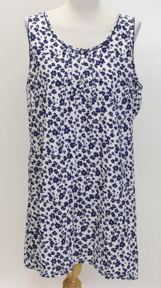 John Lewis Sleeveless Floral Shift Dress Blue & White Size: 16