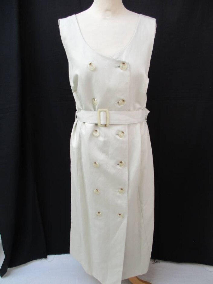 M&s Marks & Spencer Pinafore Style Dress Stone Size: 18
