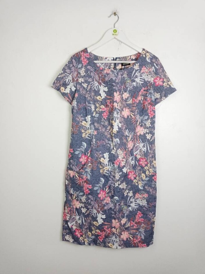 Pomodoro Floral Dress New Blue Pink Size: 14