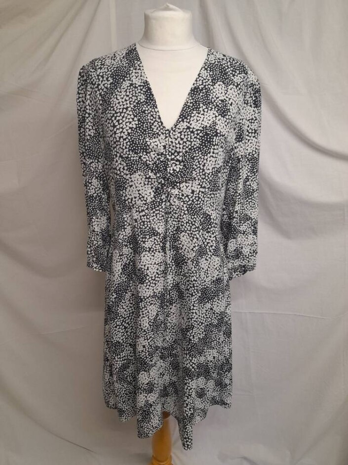 Hobbs Heart Print Mini Dress Black & White Size: 10