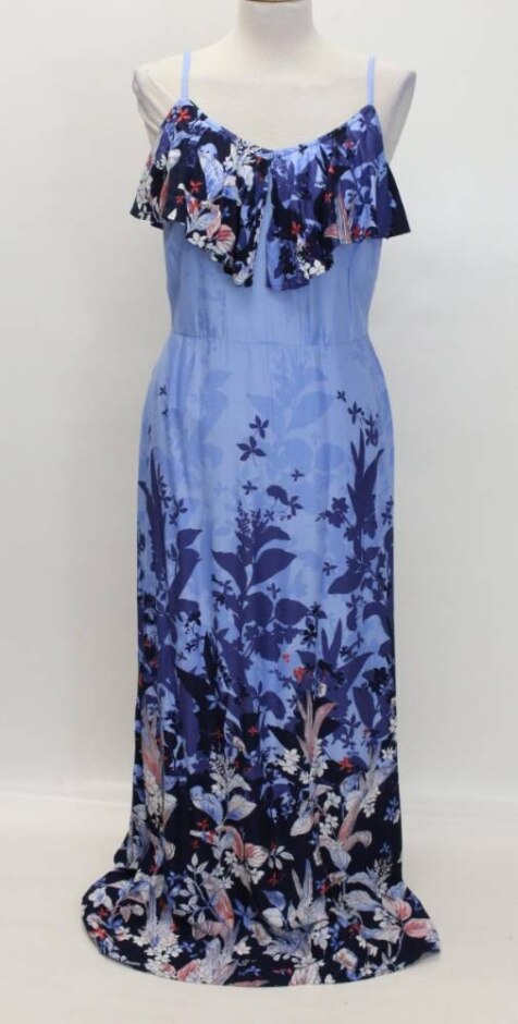Per Una Bnwt Floral Summer Maxi Dress Blue Size: 12
