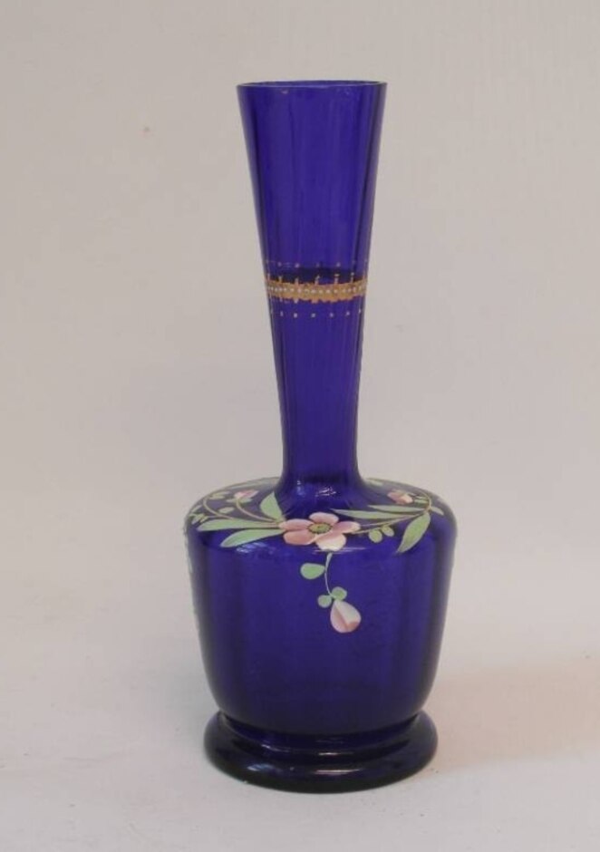 Cobalt Blue Glass Decorative Flowers Bud Vase