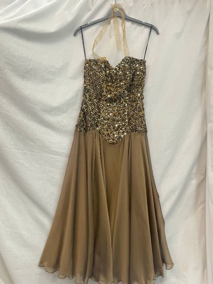 Estefan Vintage Sequin Dress Gold Size: 10