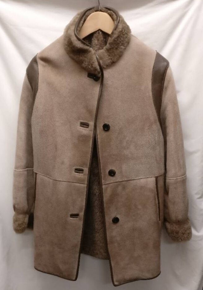 Heatona Sheepskin Shearling Women's Coat Beige Size: M