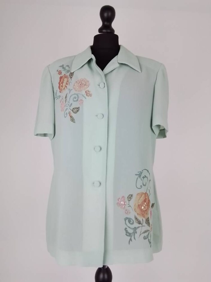 Karin Stevens Blouse Green Size: 12