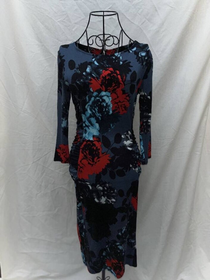 Phase Eight Floral Dress Blue Size: 10