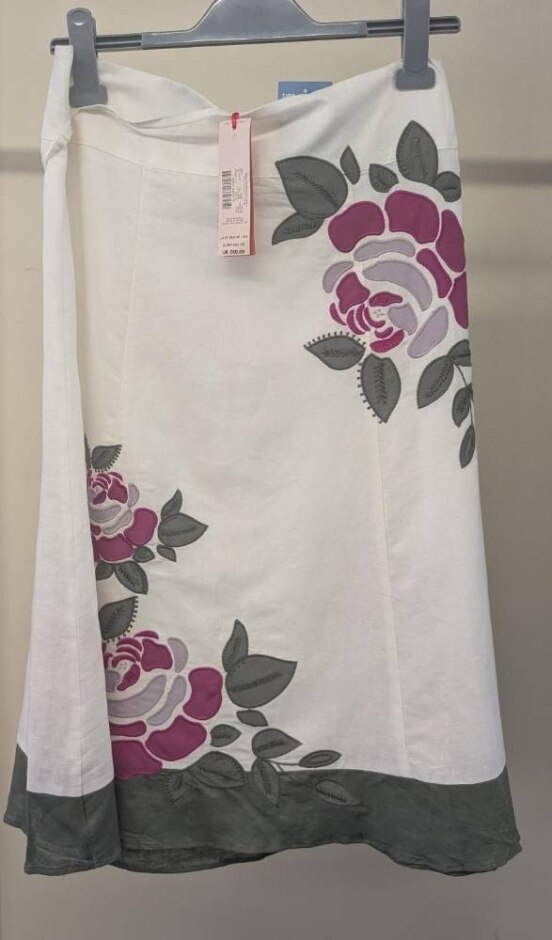 Bnwt Monsoon Linen Summer Skirt White Size: 12