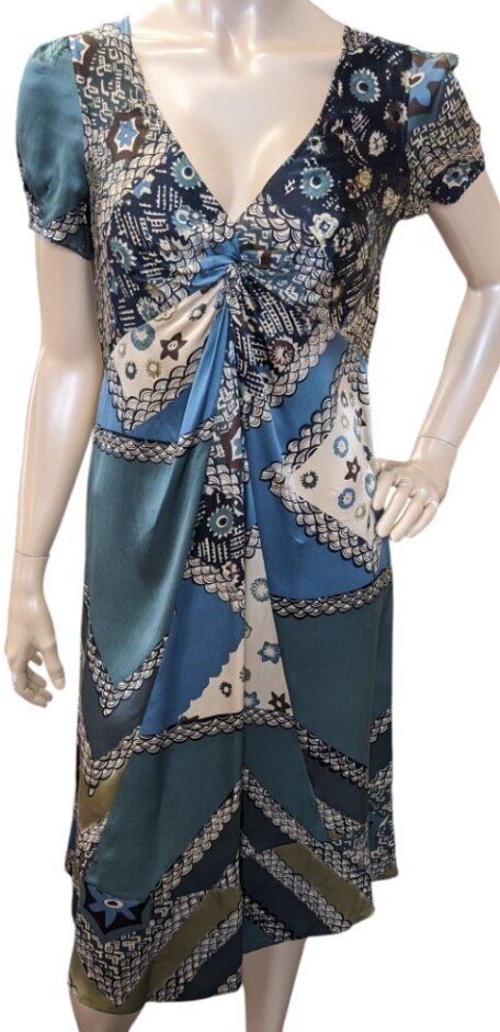Kew Silk Tea Dress Multi-coloured Size: 8