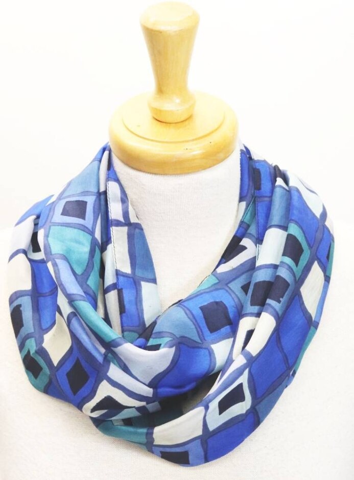As New Accessories Blue Silk Scarf