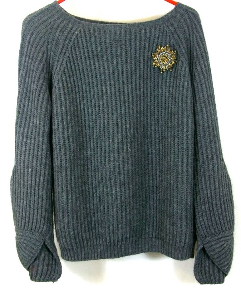 Lineamaglia Ladies Jumper With Broach Grey Size: 12