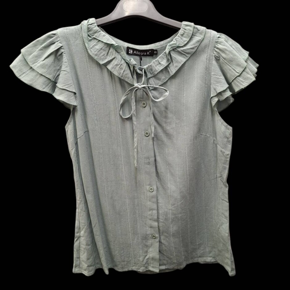 Allegra K  Short Sleeve Top Green Size: S