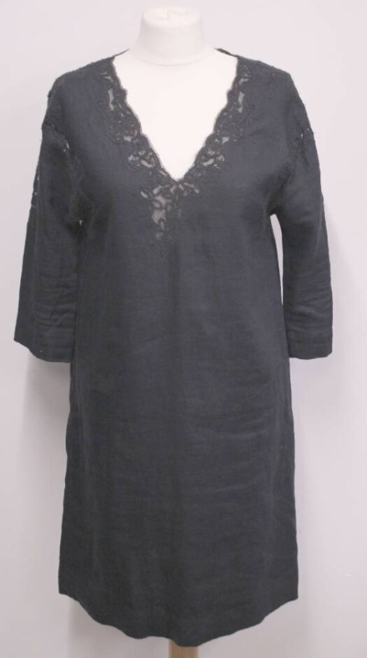 Jigsaw Embroidered Linen Tunic Black Size: 8