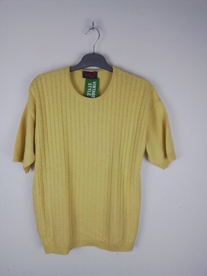 Rannia Knitted Wool Blend T-shirt Yellow Size: M