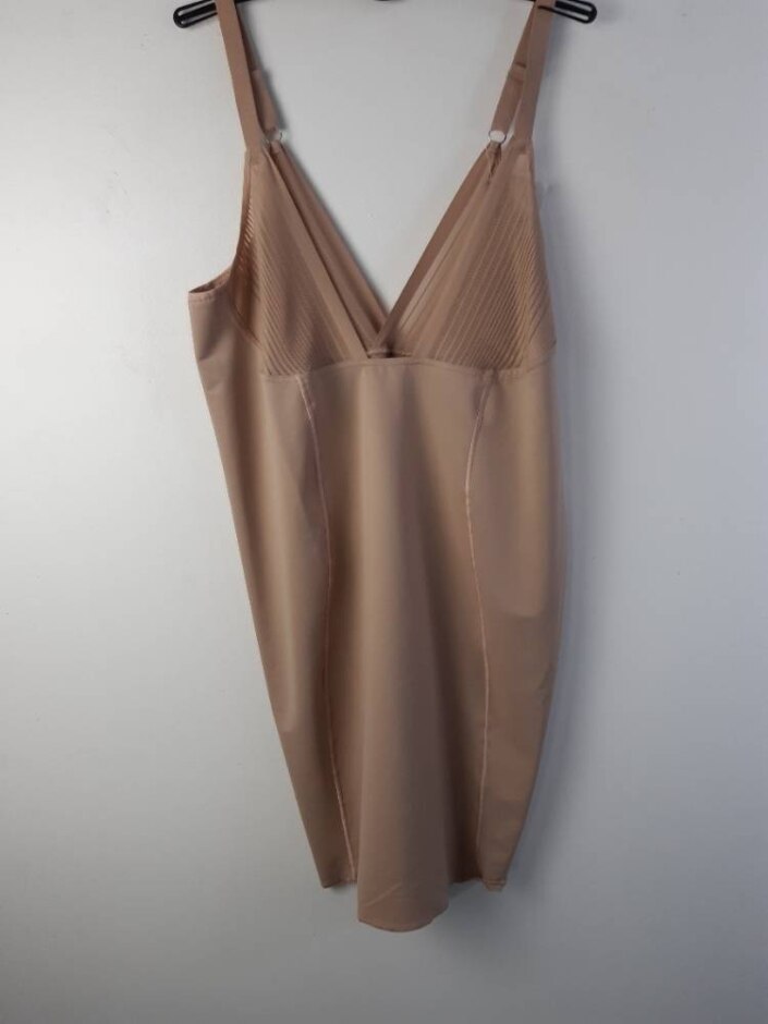 M&s  Shaping Smooth Slip Dress Beige  Size: 10