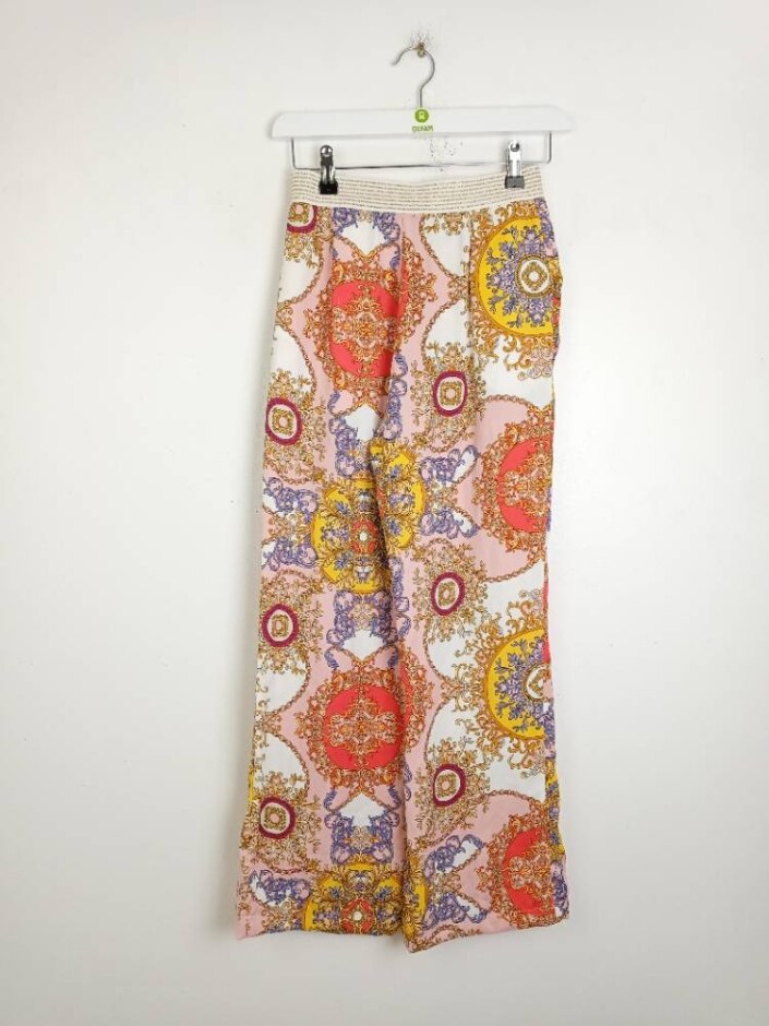 River Island New Women's Cali Dreamer Floral Wide Leg Trouser Pink Size: 6