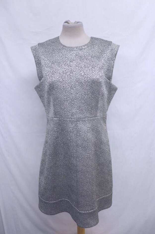 Whistles Vintage Metal Bead Drops Party Dress Shining Silver Size: 14