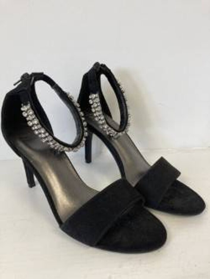 M&s Black Suede Strappy Sandals. Size 5 1/2.
