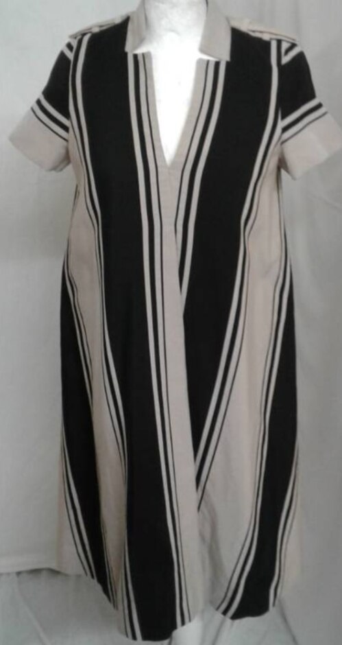 Limited Edition Short Sleeved Striped Dress Black/beige Size: 10