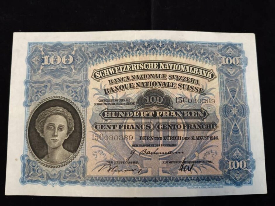 1946 Large Suisse Hundred Francs Note