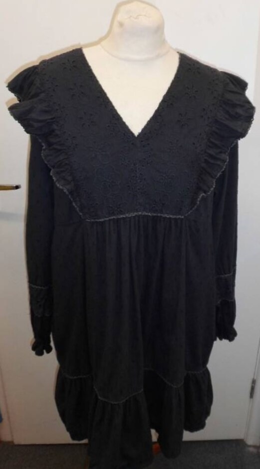 Aspiga Broderie Anglaise Mini Dress Soft Black Size: L