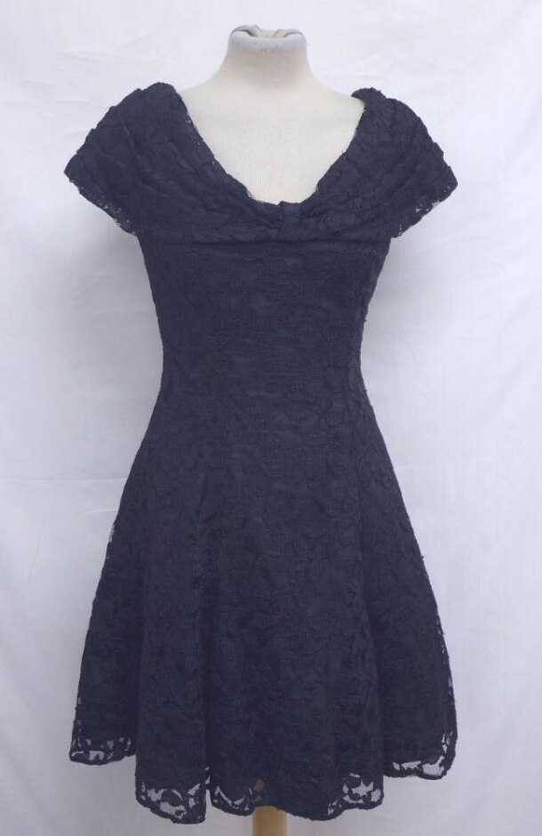 C&a Vintage Lacework Floral Dress Midnight Black Size: 10