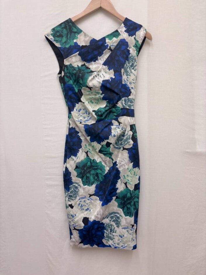 Karen Millen Sleeveless Dress Green & Blue Size: 10
