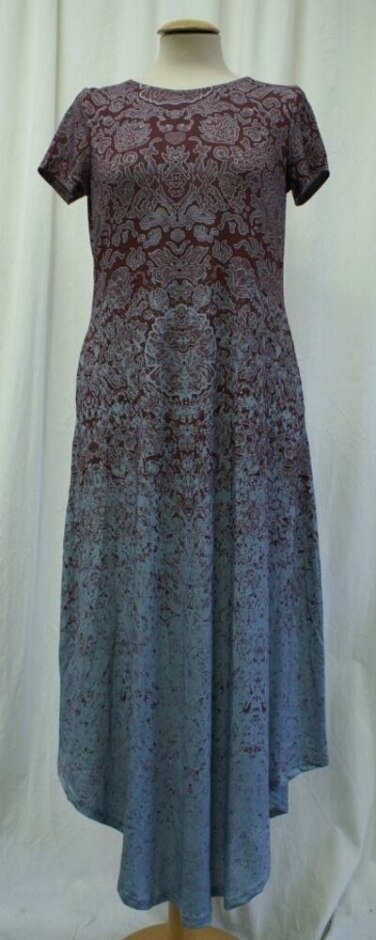 Tendency Short Sleeved T Shirt Dress  Purple & Blue Size: S