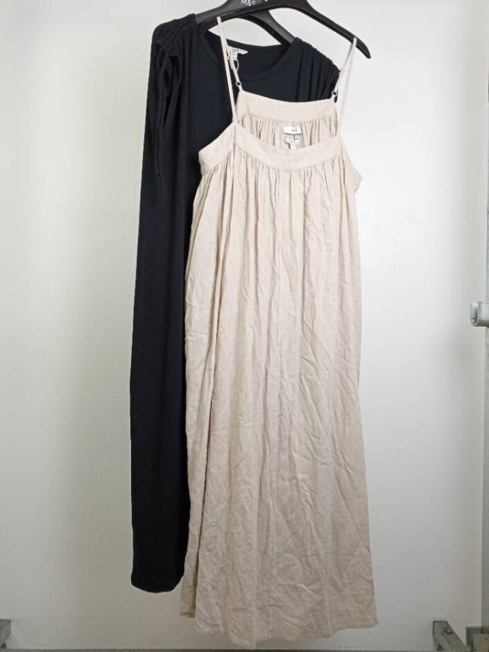 M&s Bundle 2 Summer Dresses Black & Beige  Size: 20