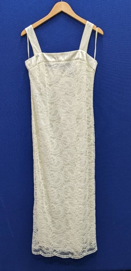 Debut Long Lace Sheath Dress Ivory Size: 14