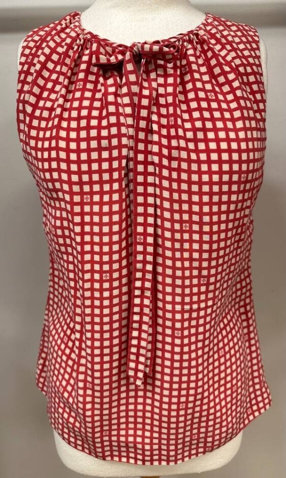 Tory Burch Square Print Vest Top And Bow Red And Ivory  Size: 4