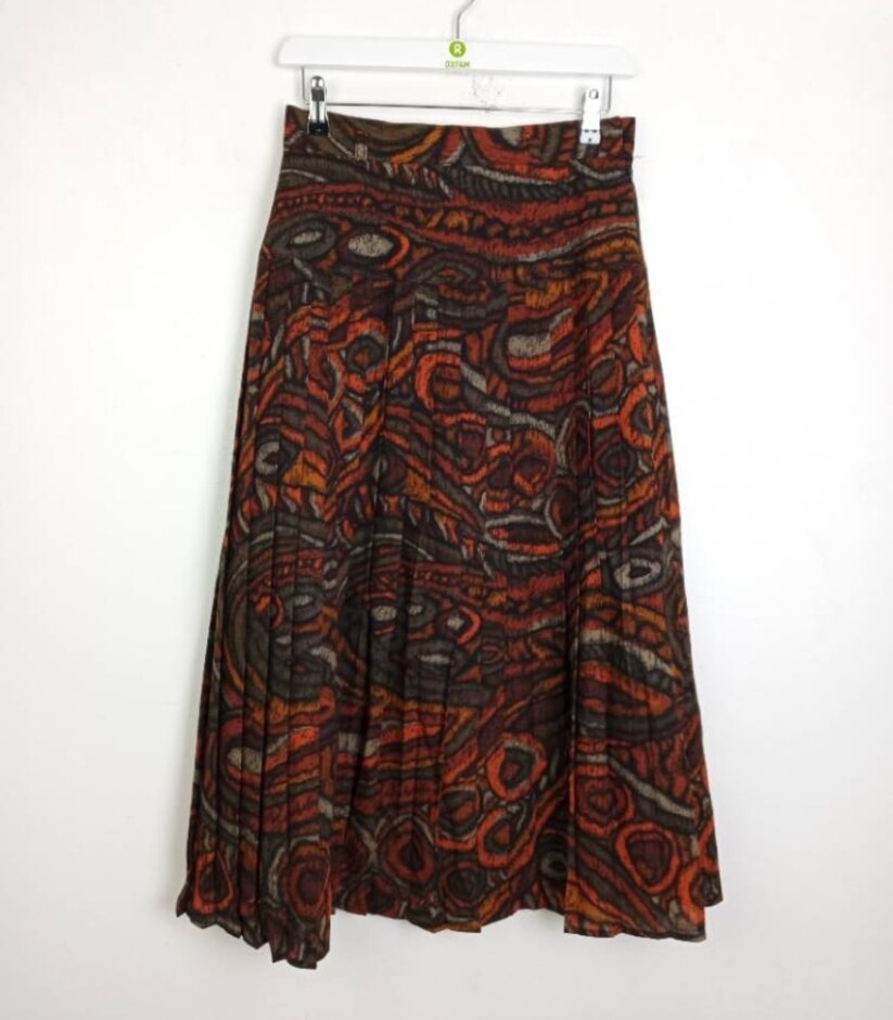 Jacques Vert Vintage Pleated Midi Skirt Earthy Size: 12