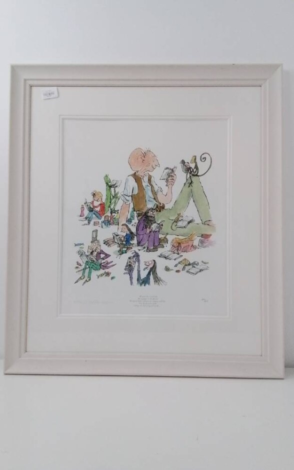 Signed Roald Dahl Official Collector's Birthday Print /certificate Of Authenticity 69.5cm X 61.5cm
