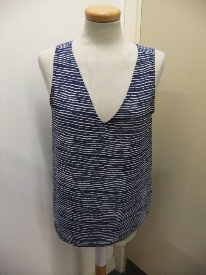 Next Sleeveless Top Blue And White Size: 10
