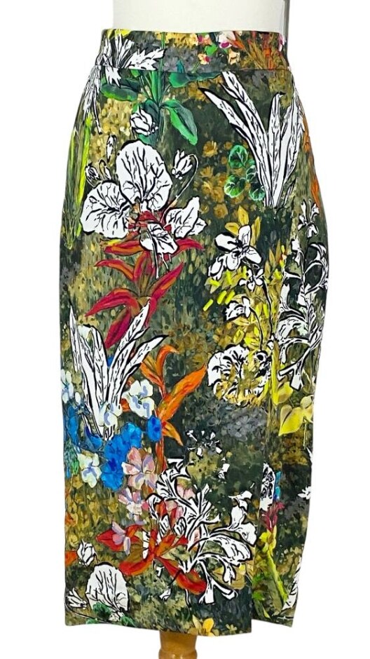 Peter Pilotto New Pencil Print Viscose Skirt Multicolour Size: 8