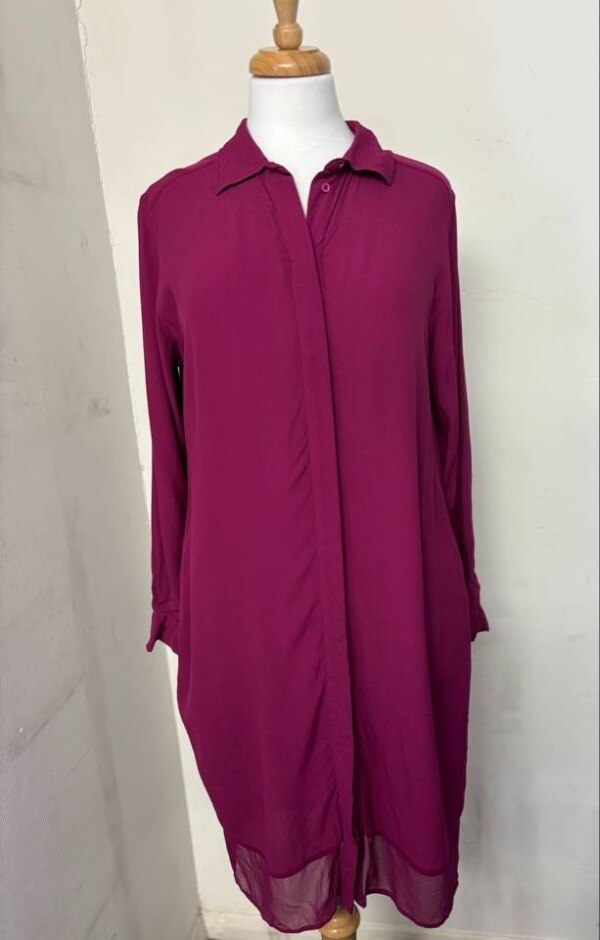 Wishbone Women 100% Viscose Dress Burgundy Size: M