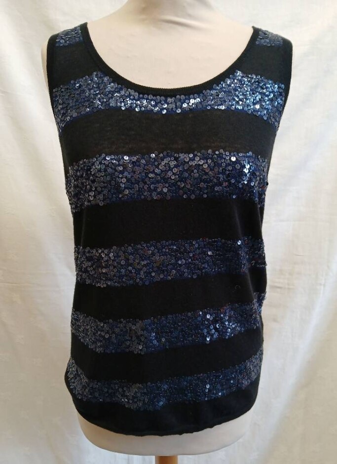 Jigsaw Fine Knit Sequin Vest Black Size: S