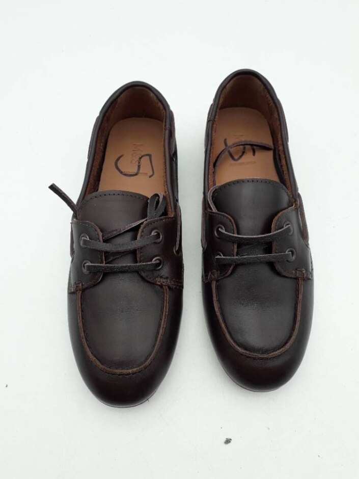 M&s Leather Size 3 Tan Boat Shoes New