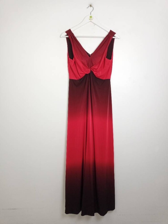 Phase Eight Maxi Twist Front Evening Dress Red Ombre Size: 12