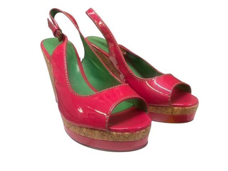 Pink Patent Slingback Wedges Bnwt