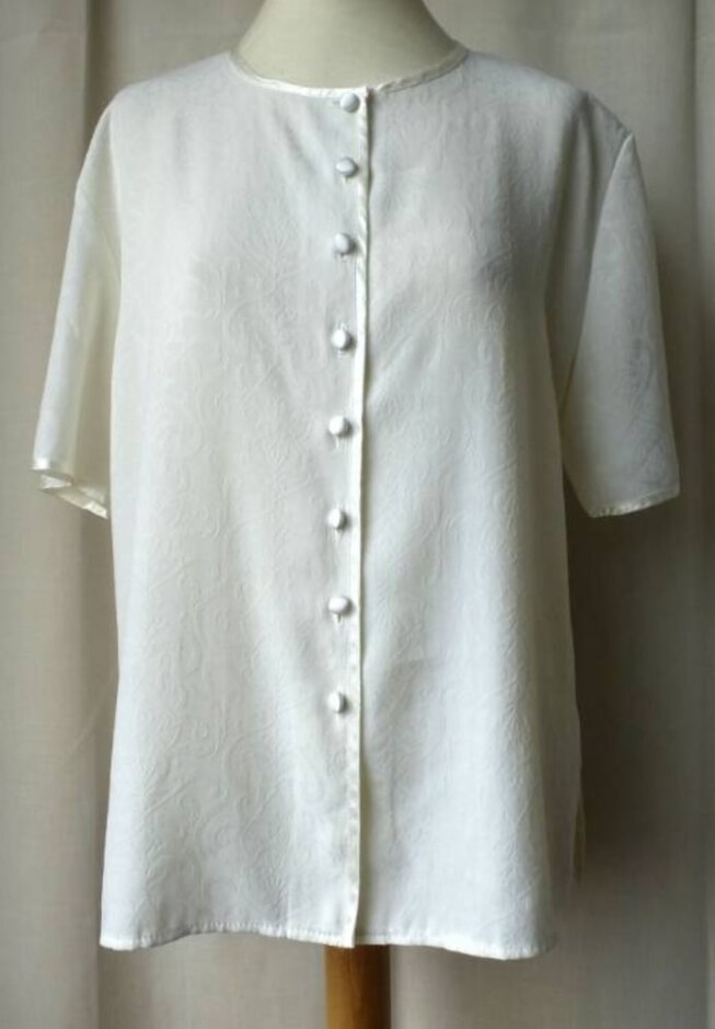 Berkertex 90s Floral Jacquard Blouse New Cream Size: 16
