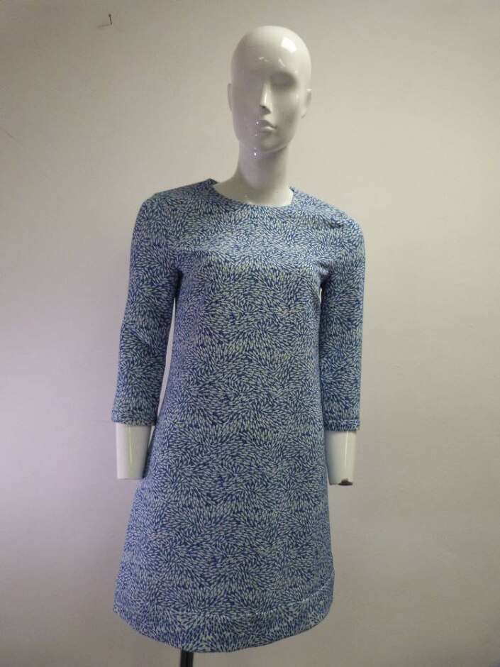 Ted Baker 3/4 Sleeved Patterned Dress Blue Size: L