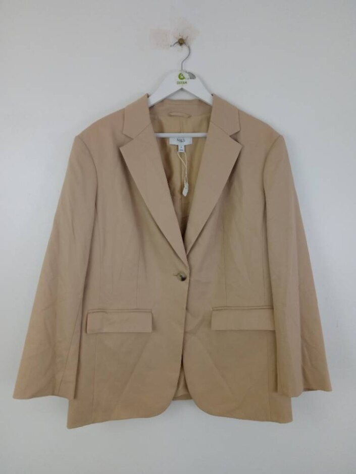 M&s New Women's  Single Button Down Blazer Hessian Size: 16