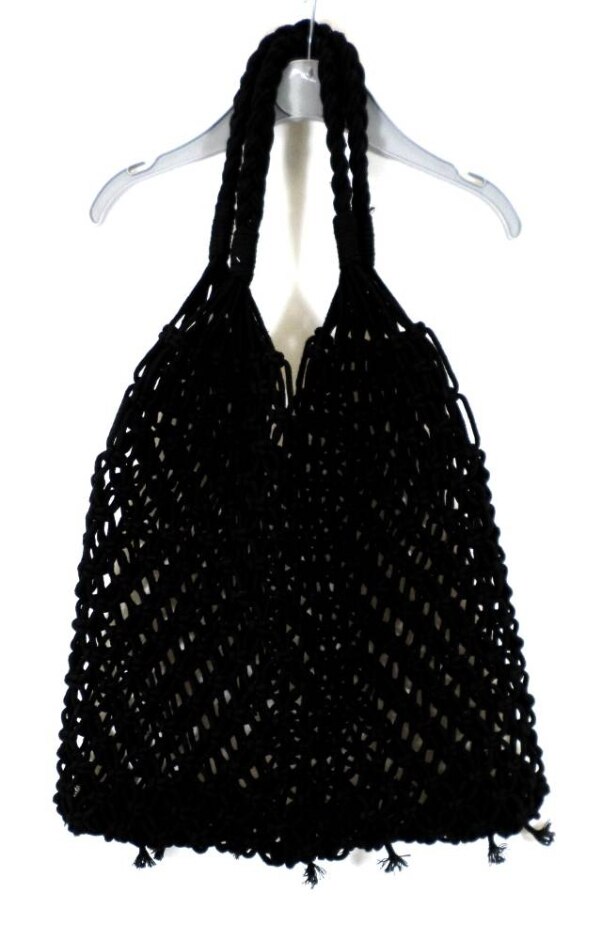 Macrame Black Tote Bag