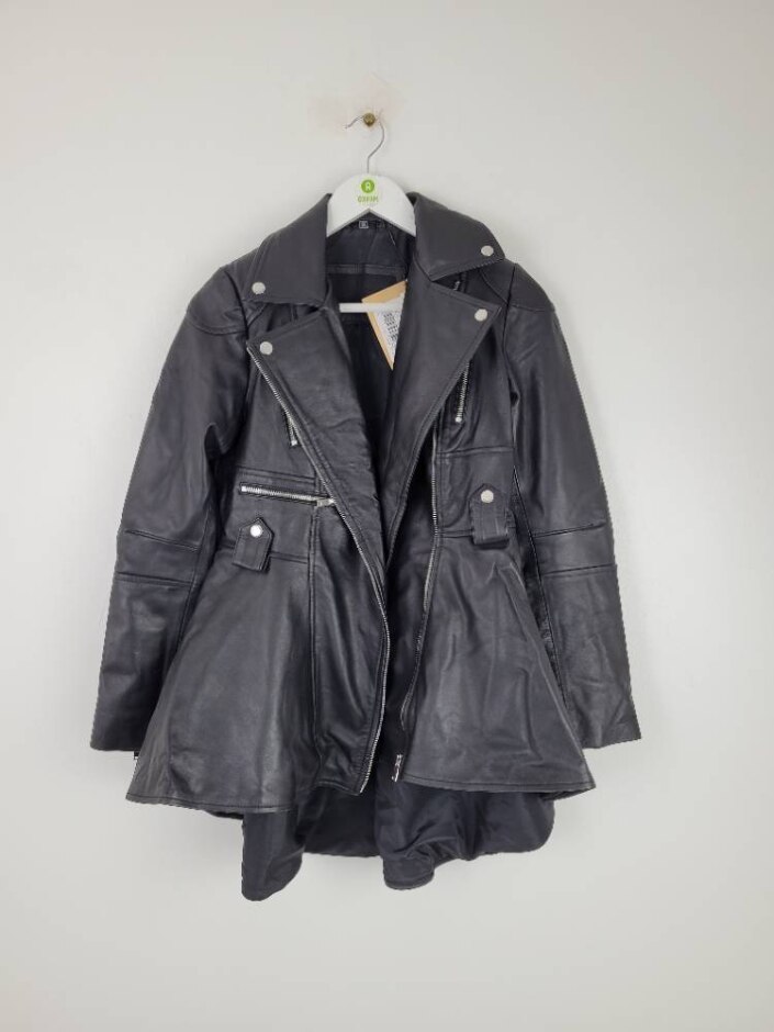 Real Leather  Gonzaiez Peplum Leather Jacket Black Size: Xs