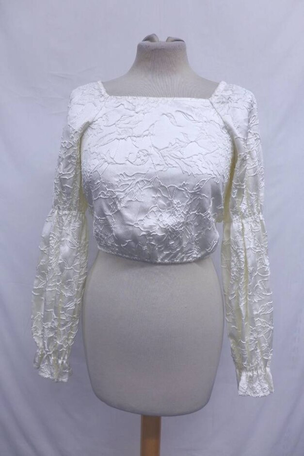 Na-kd Floral Embossed Mini Top Electrum Silver Size: 32