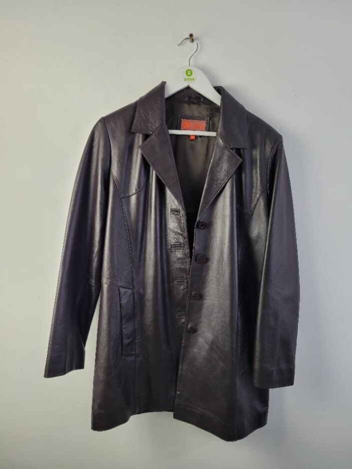 Helium Genuine Leather Coat Brown Size: 12
