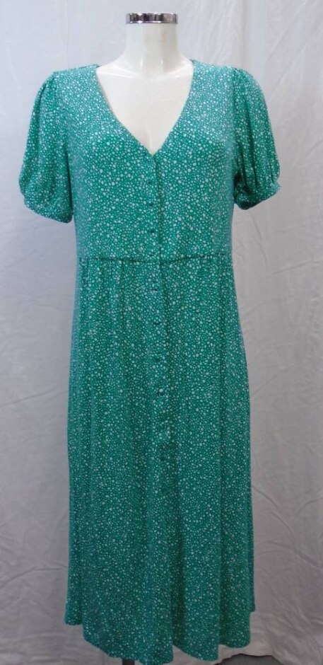 Crew Clothing Company Jersey Dress Green/white Size: 12